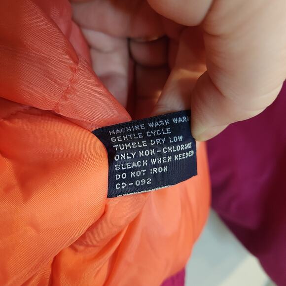 Y2K 90s Mixed Blues Women's Puffer Large Pink Orange Full Zip Nylon - Picture 8 of 9
